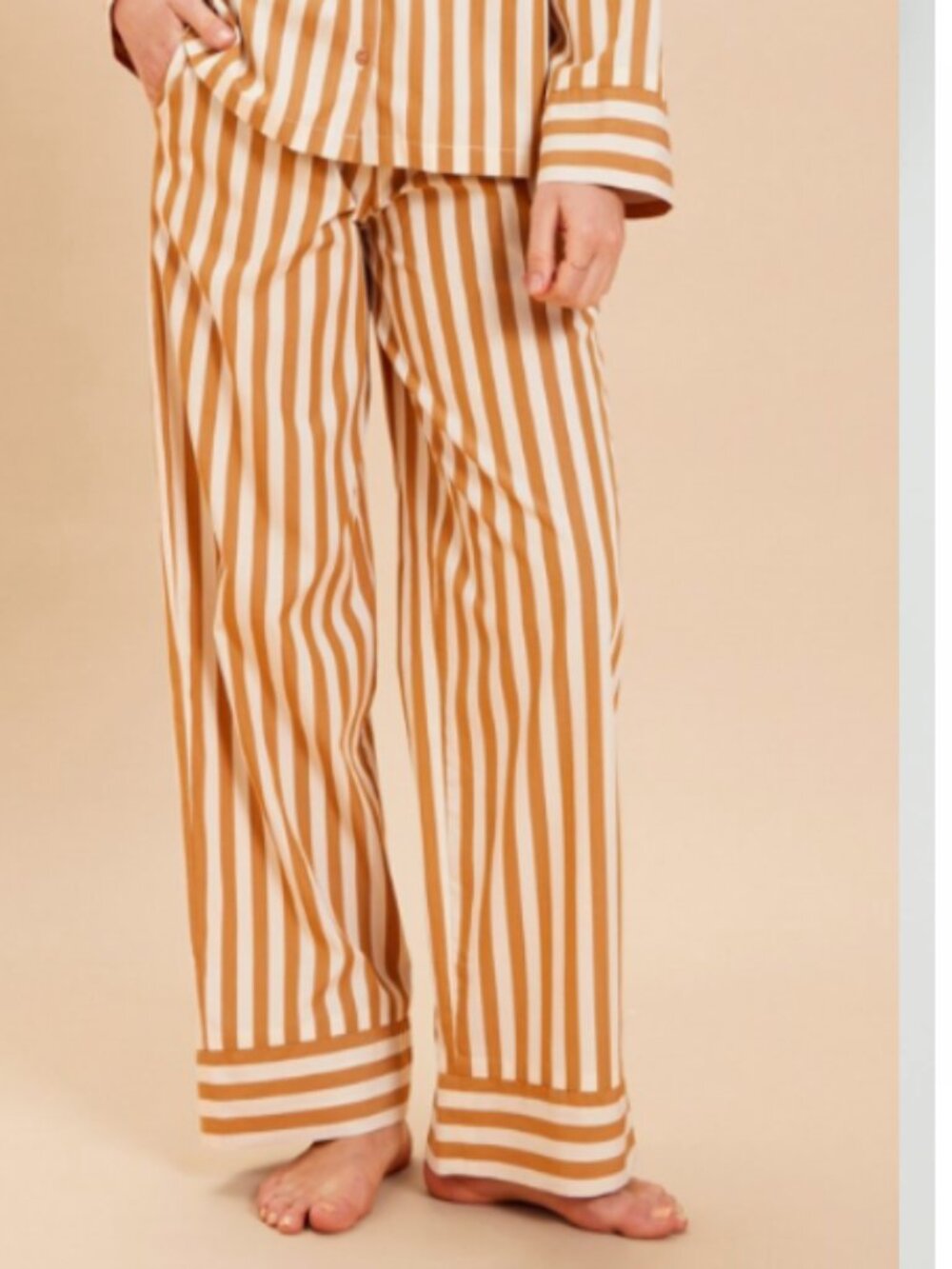 Laurence Tavernier Stripe Sleep Lounge Pajama Pant Bronze M